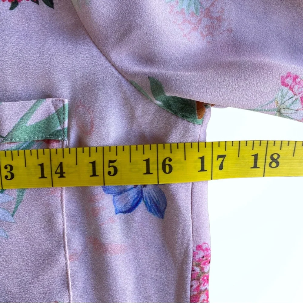 *SOLD* EXPRESS Portofino Collared Pink Floral Slim Long Sleeve Button Shirt XS - Picture 5 of 8